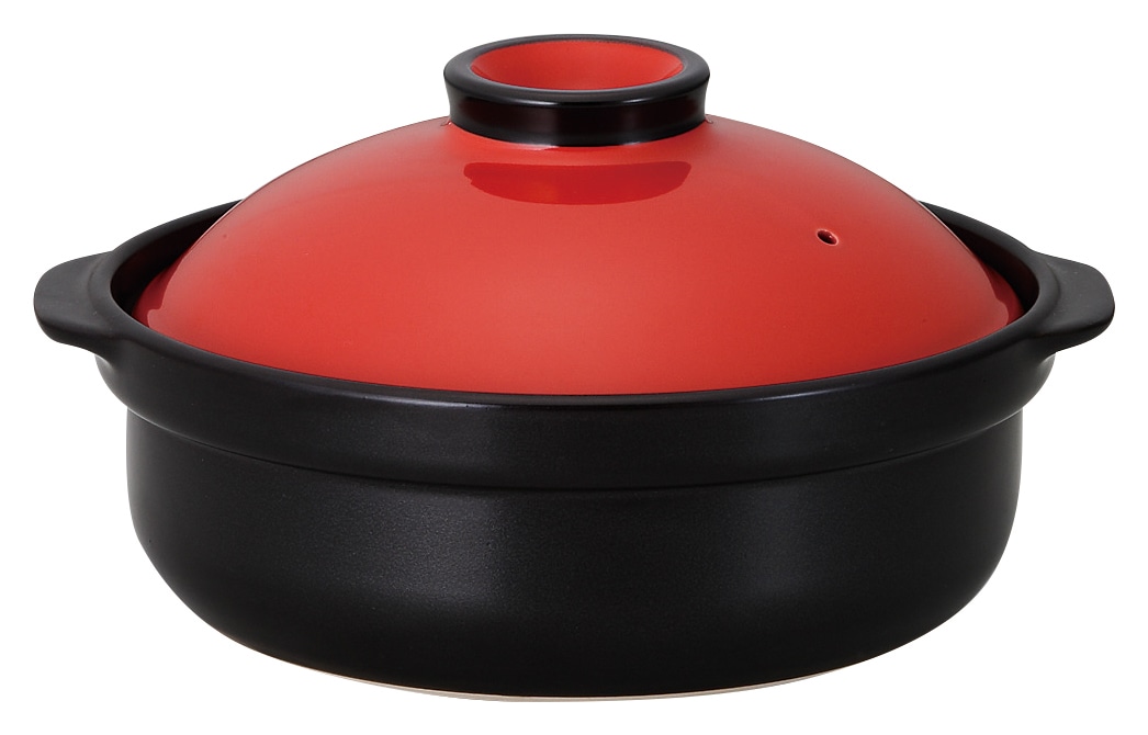 山万 宴　レッド／ブラック　8号鍋　IH対応 1個（ご注文単位1個）【直送品】