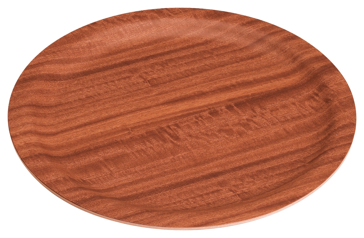 山万 レッドマホガニー ノンスリップ 丸トレー 1個(ご注文単位1個)【直送品】