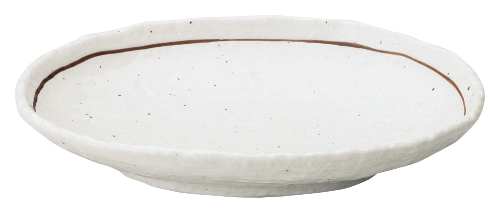 山万 粉引ライン 石目小判皿 大 1個(ご注文単位1個)【直送品】