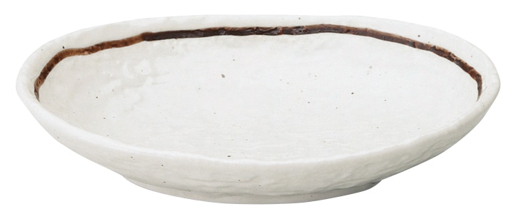 山万 粉引ライン 石目小判皿 中 1個(ご注文単位1個)【直送品】