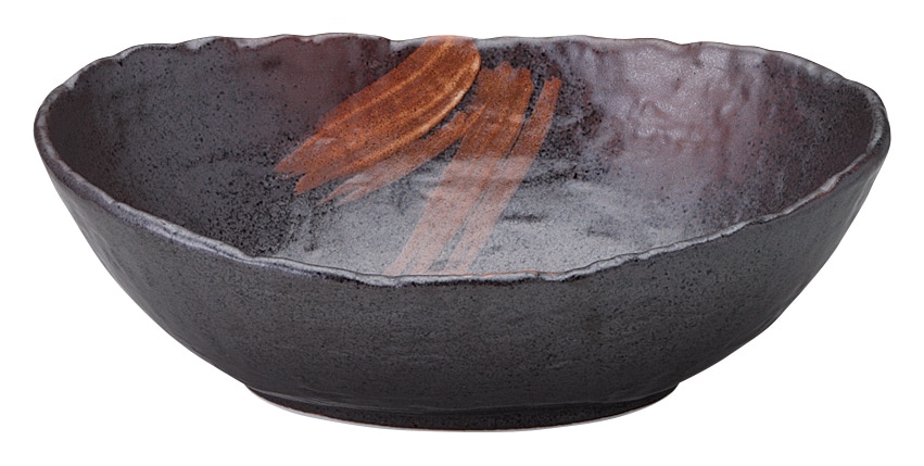 山万 白刷毛唐津　石目楕円鉢　中 1個（ご注文単位1個）【直送品】