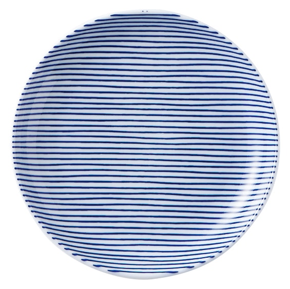 山万 細縞　青　15cm丸皿 1個（ご注文単位1個）【直送品】
