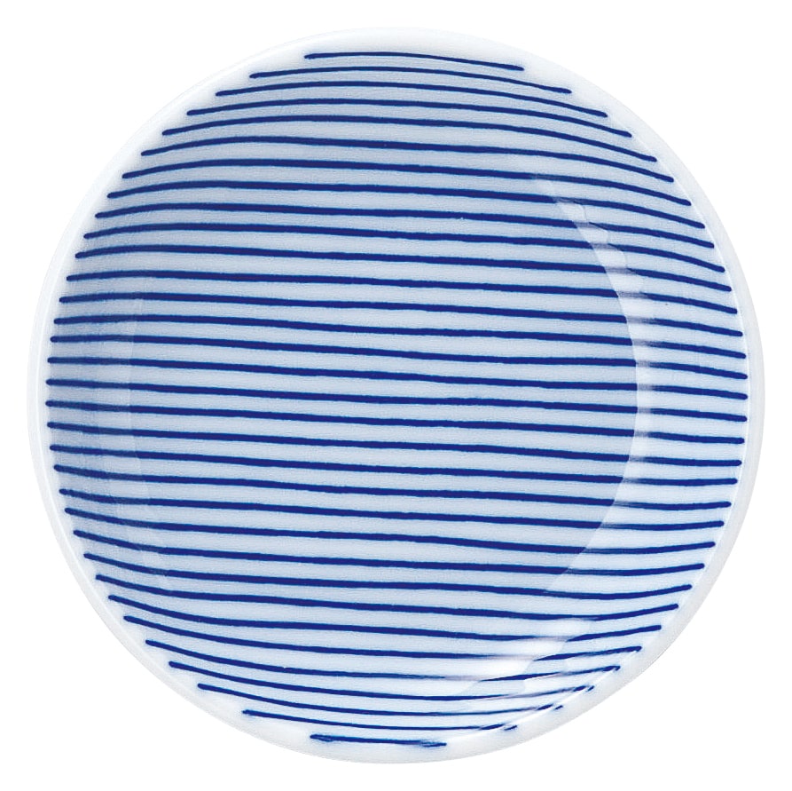 山万 細縞　青　13cm丸皿 1個（ご注文単位1個）【直送品】