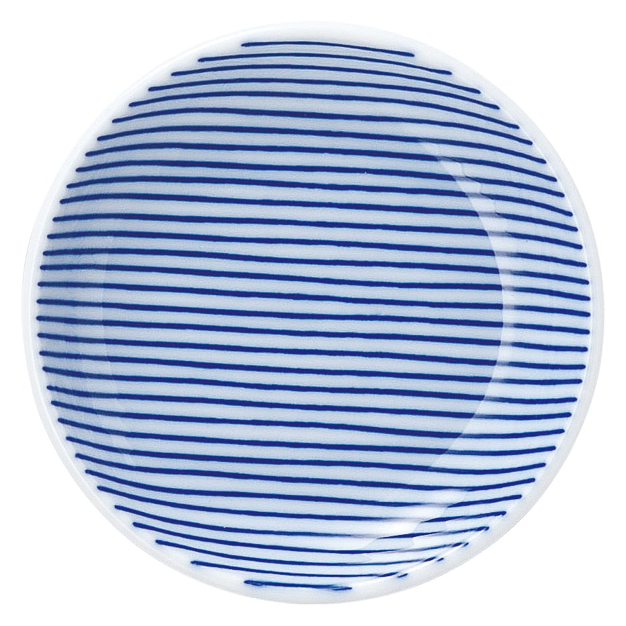 山万 細縞　青　10cm丸皿 1個（ご注文単位1個）【直送品】