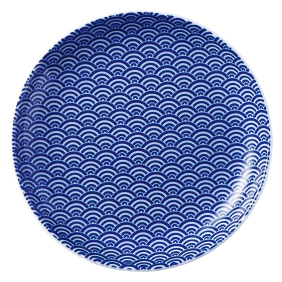 山万 青海波　青　15cm丸皿 1個（ご注文単位1個）【直送品】