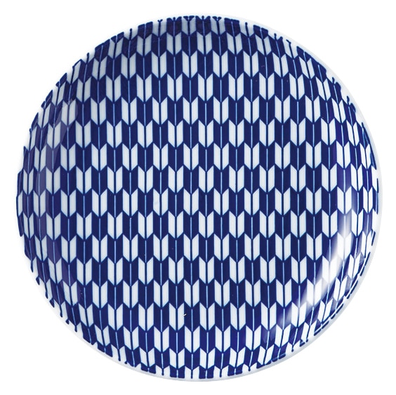 山万 矢絣　青　15cm丸皿 1個（ご注文単位1個）【直送品】