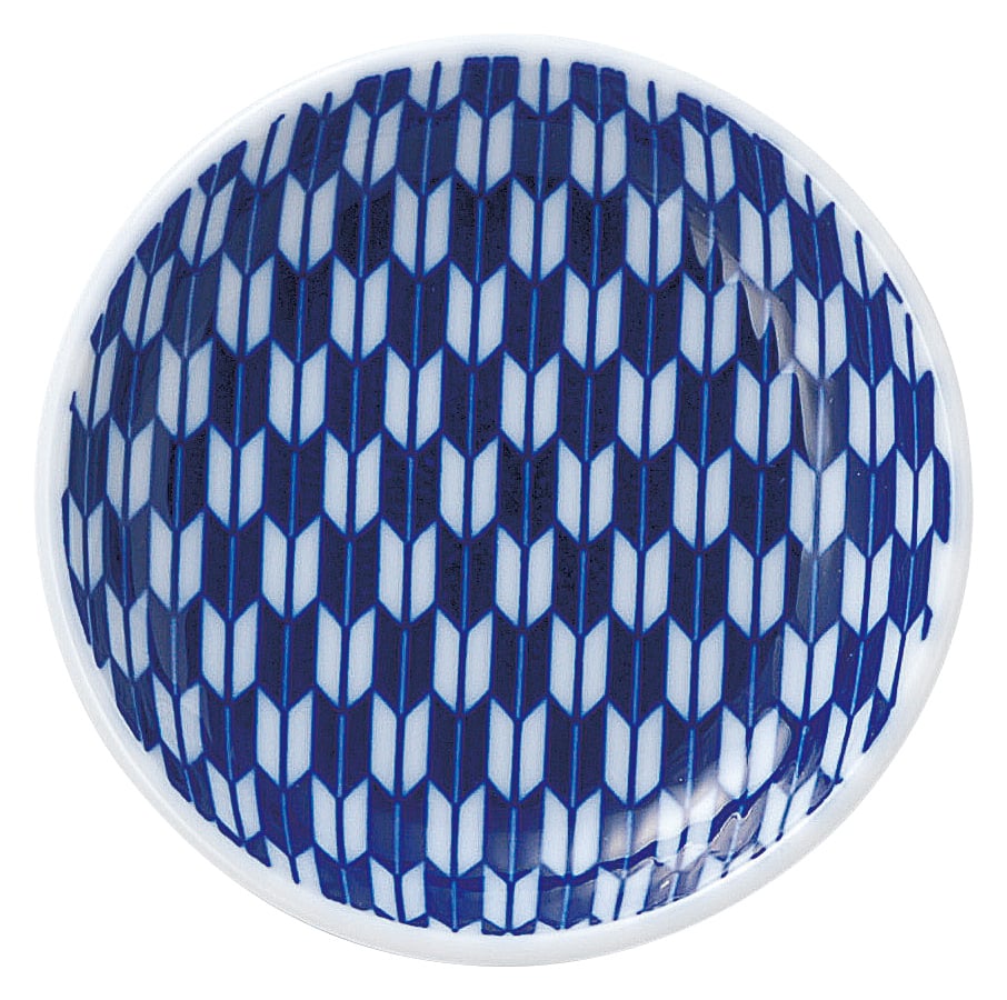 山万 矢絣　青　10cm丸皿 1個（ご注文単位1個）【直送品】