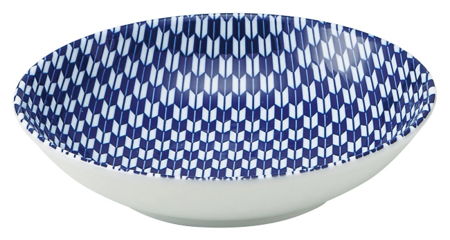 山万 矢絣 青 17.5cm浅ボウル 1個(ご注文単位1個)【直送品】