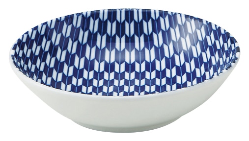 山万 矢絣　青　13.5cm浅ボウル 1個（ご注文単位1個）【直送品】