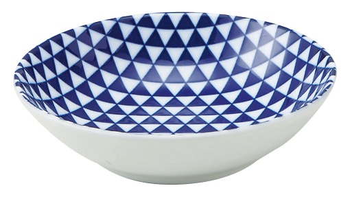 山万 山格子 青 13.5cm浅ボウル 1個(ご注文単位1個)【直送品】