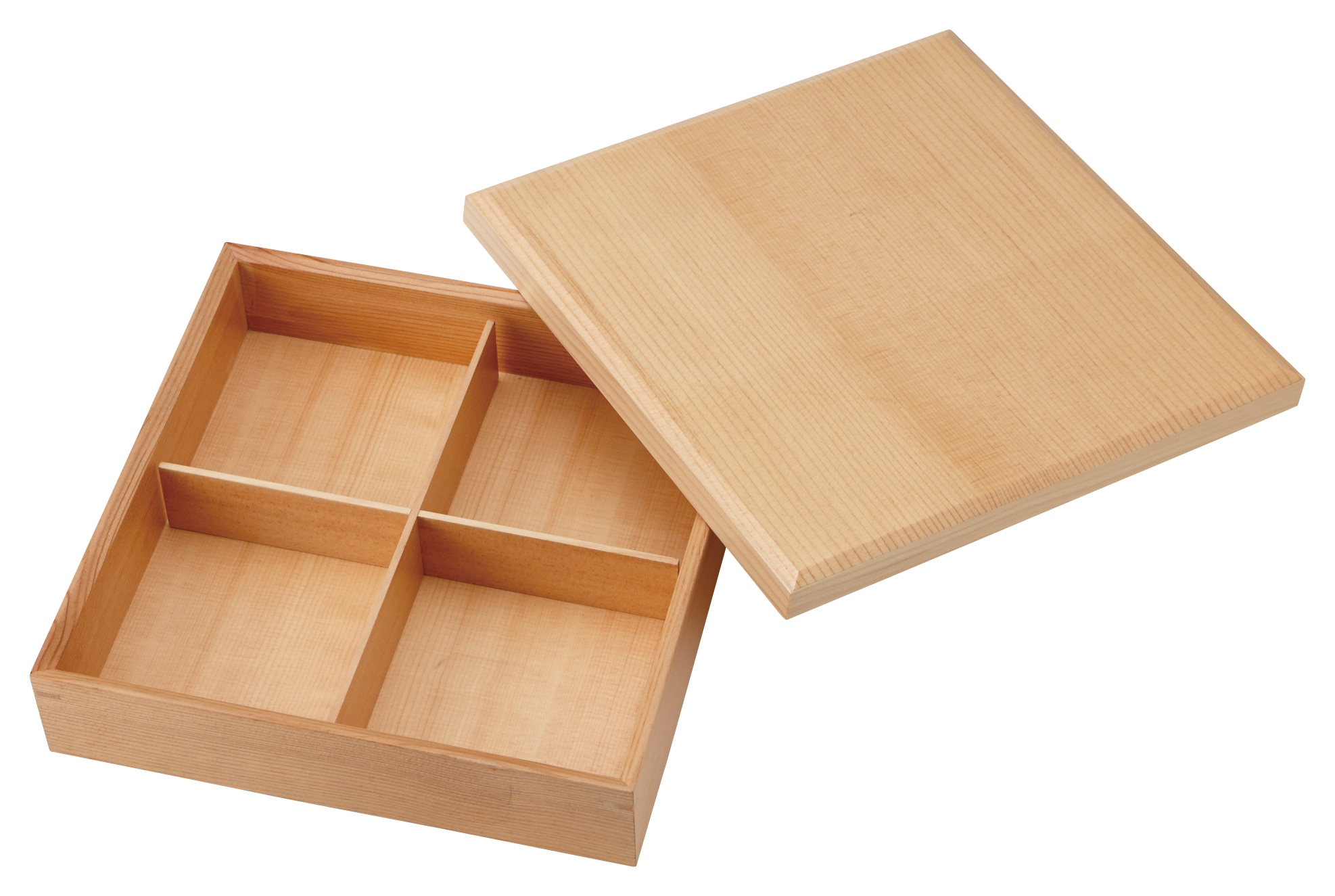 山万 四つ仕切り 箱 木製 1個(ご注文単位1個)【直送品】