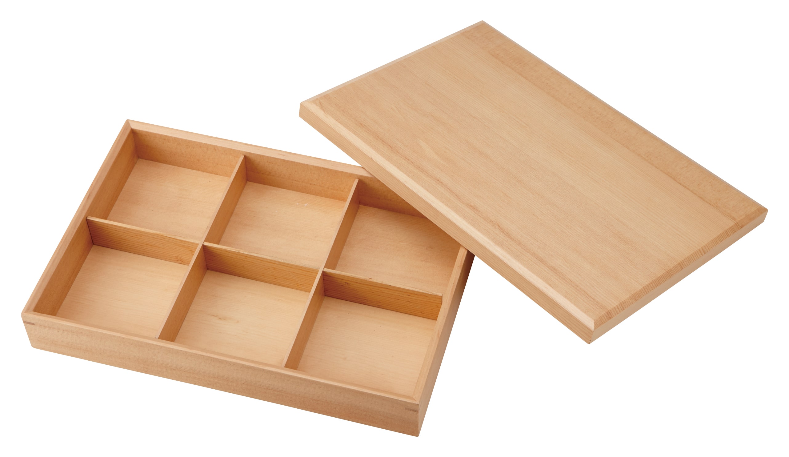 山万 六つ仕切り 箱 木製 1個(ご注文単位1個)【直送品】