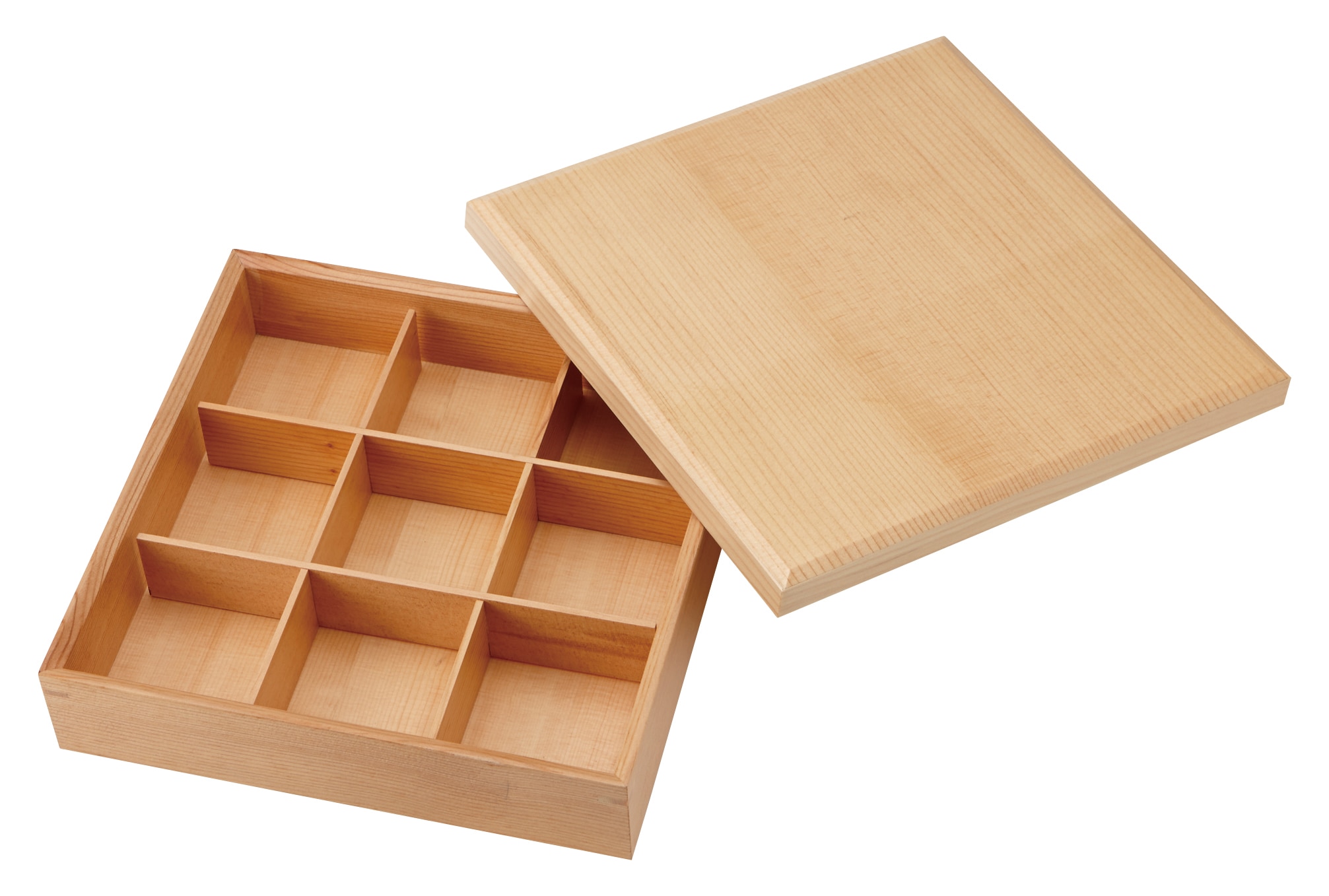 山万 九つ仕切り 箱 木製 1個(ご注文単位1個)【直送品】
