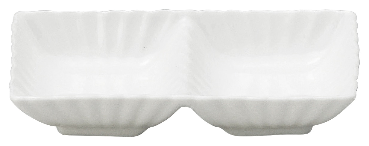 山万 かすみ　白　2連皿 1個（ご注文単位1個）【直送品】