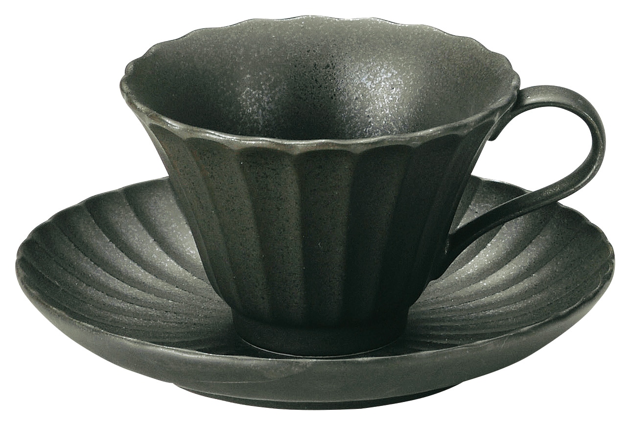 山万 かすみ　黒　14.5cm丸皿 1個（ご注文単位1個）【直送品】