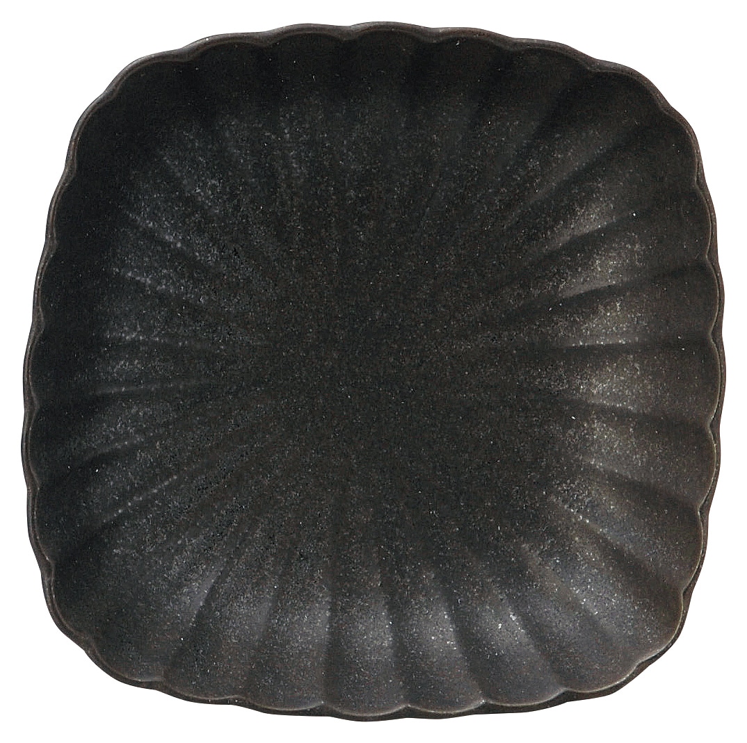 山万 かすみ　黒　12cm丸角皿 1個（ご注文単位1個）【直送品】