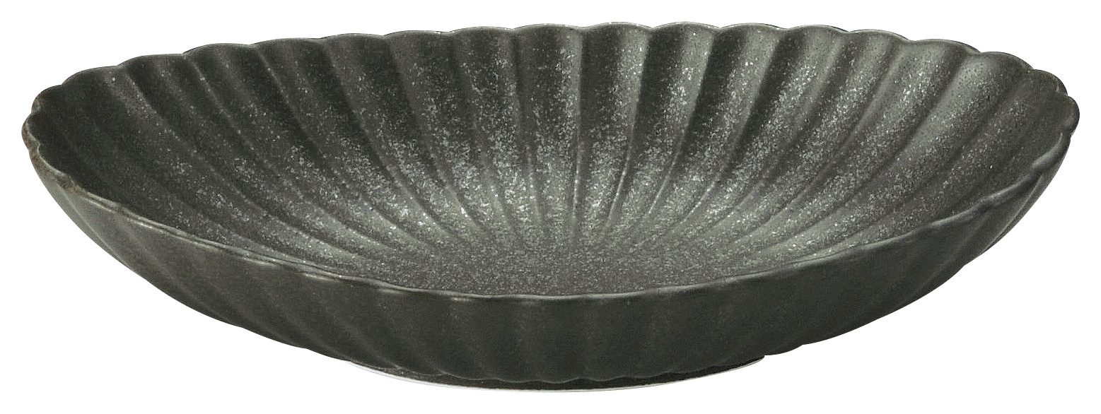 山万 かすみ　黒　楕円皿　中 1個（ご注文単位1個）【直送品】