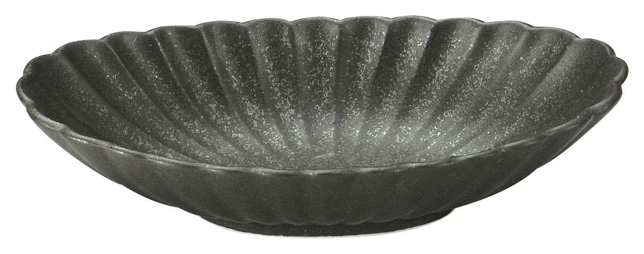 山万 かすみ　黒　楕円皿　小 1個（ご注文単位1個）【直送品】