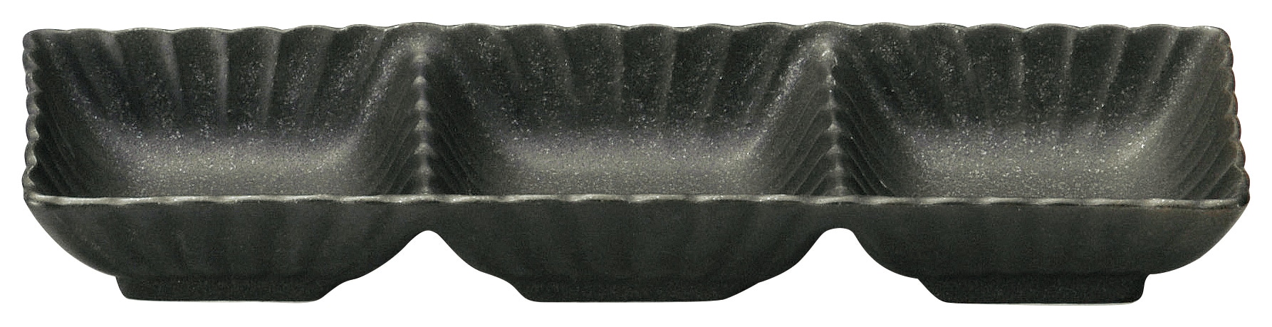 山万 かすみ　黒　3連皿 1個（ご注文単位1個）【直送品】