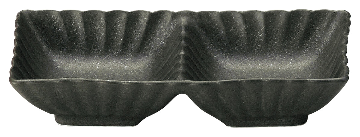 山万 かすみ　黒　2連皿 1個（ご注文単位1個）【直送品】