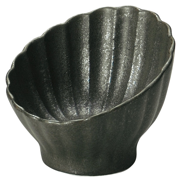 山万 かすみ　黒　7cm斜め小鉢 1個（ご注文単位1個）【直送品】