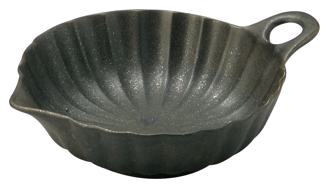 山万 かすみ　黒　13cm手付小鉢 1個（ご注文単位1個）【直送品】