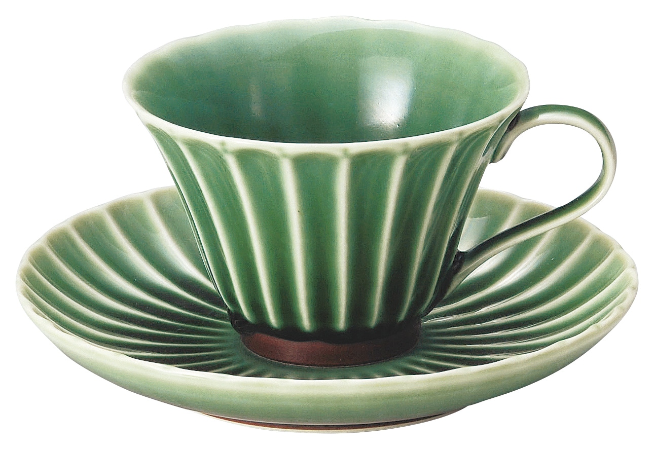 山万 かすみ 緑 14.5cm丸皿 1個(ご注文単位1個)【直送品】