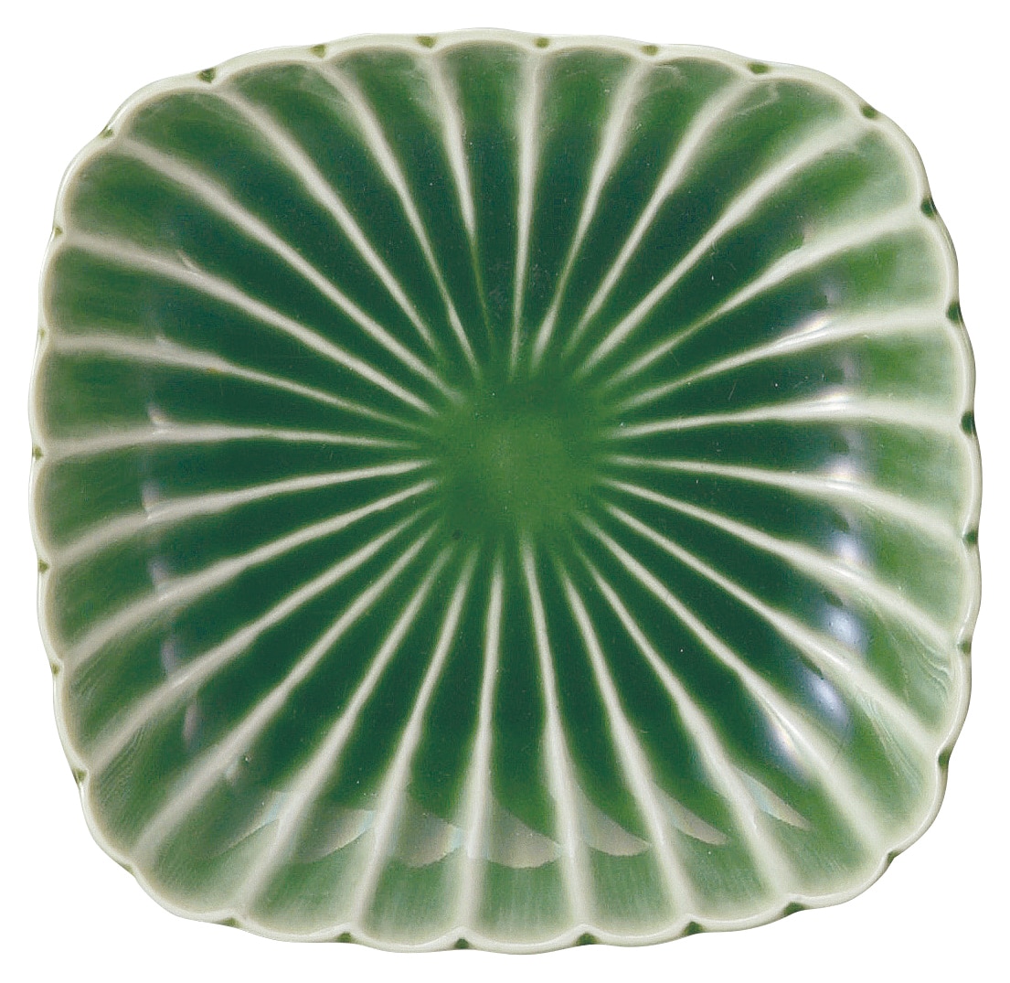 山万 かすみ 緑 12cm丸角皿 1個(ご注文単位1個)【直送品】