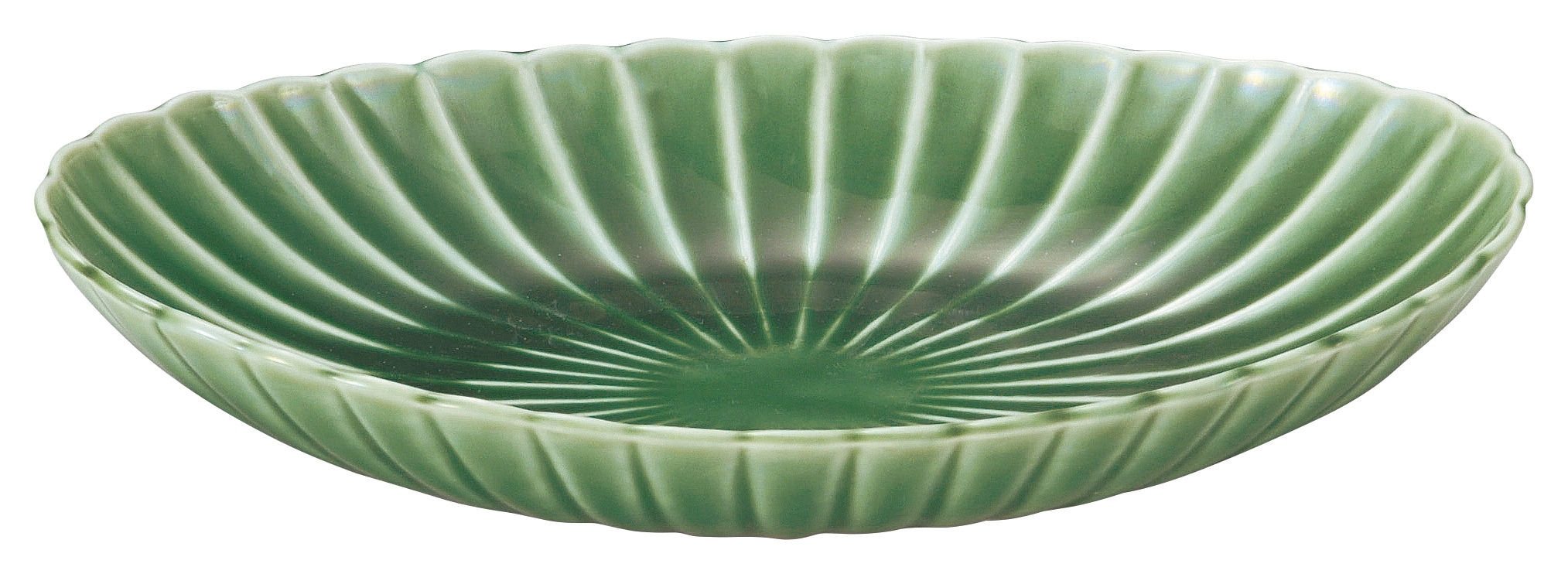 山万 かすみ　緑　楕円皿　大 1個（ご注文単位1個）【直送品】