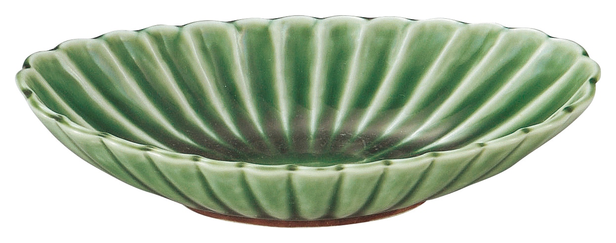 山万 かすみ　緑　楕円皿　小 1個（ご注文単位1個）【直送品】