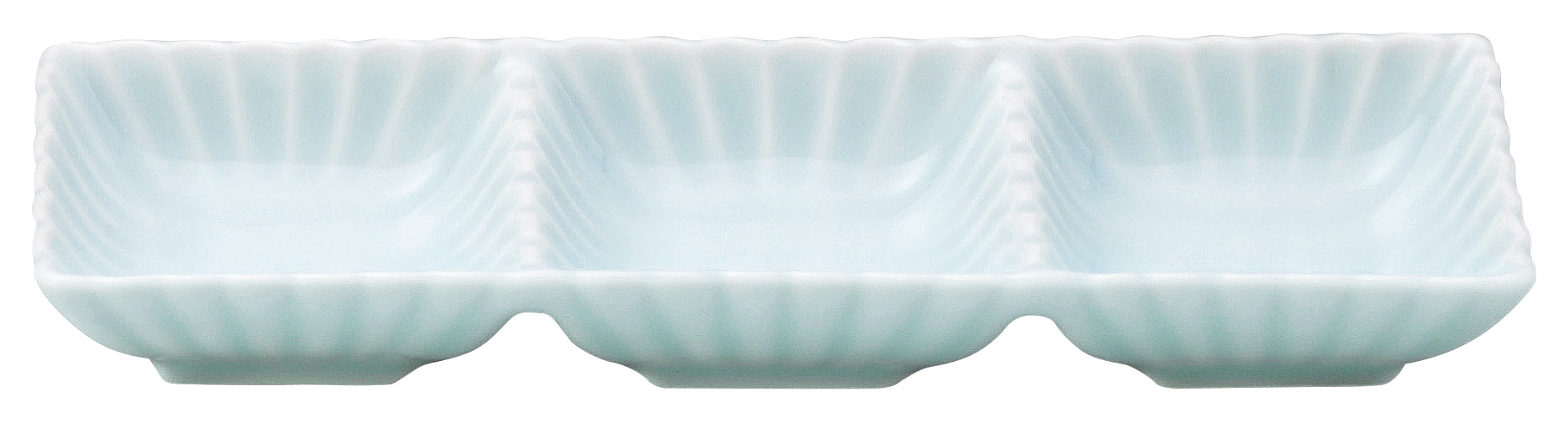 山万 かすみ　青白　3連皿 1個（ご注文単位1個）【直送品】