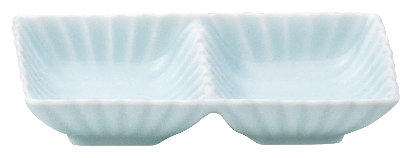 山万 かすみ　青白　2連皿 1個（ご注文単位1個）【直送品】