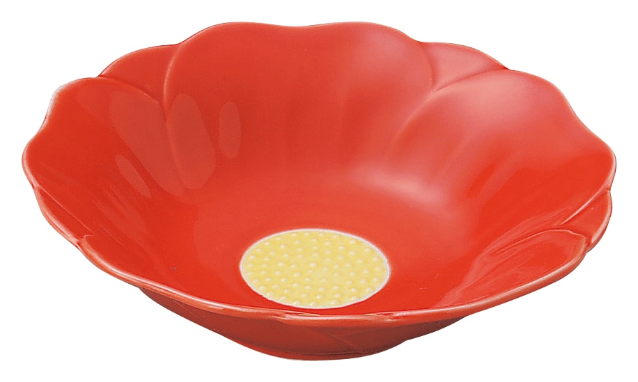 山万 椿　赤　深皿　大 1個（ご注文単位1個）【直送品】