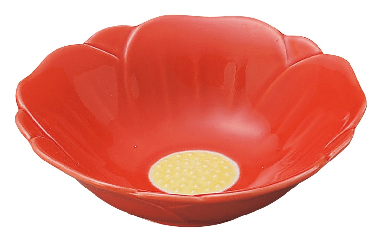 山万 椿　赤　深皿　小 1個（ご注文単位1個）【直送品】