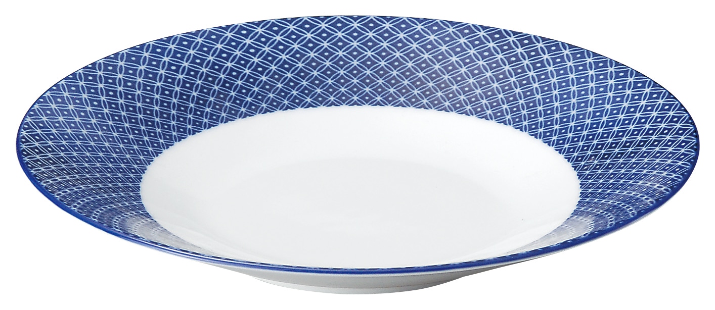 山万 古青藍　藍七宝　23cm浅鉢 1個（ご注文単位1個）【直送品】