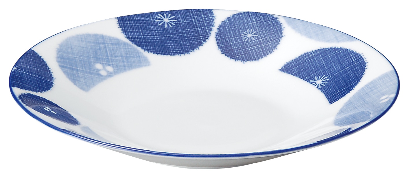 山万 古青藍　藍花　23cm浅鉢 1個（ご注文単位1個）【直送品】