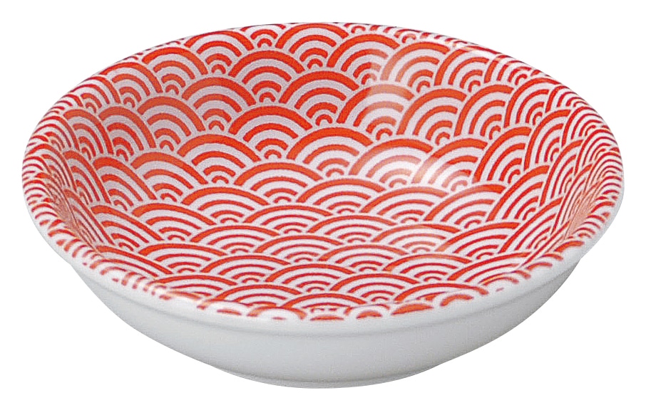 山万 青海波　赤　11cm薬味皿 1個（ご注文単位1個）【直送品】