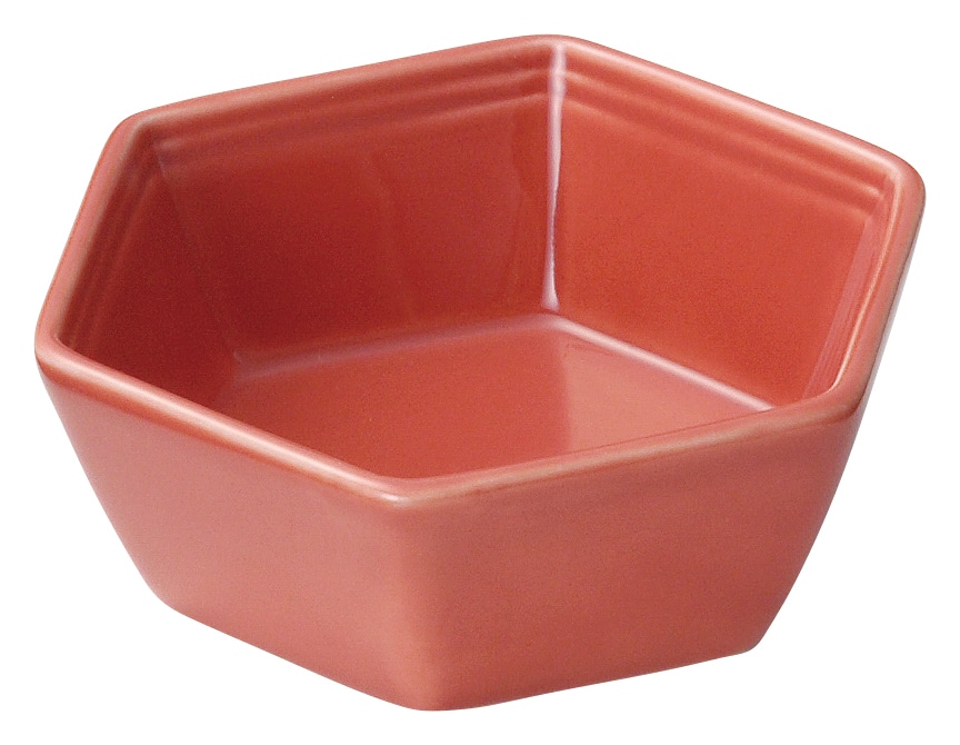 山万 六角　赤　小鉢 1個（ご注文単位1個）【直送品】