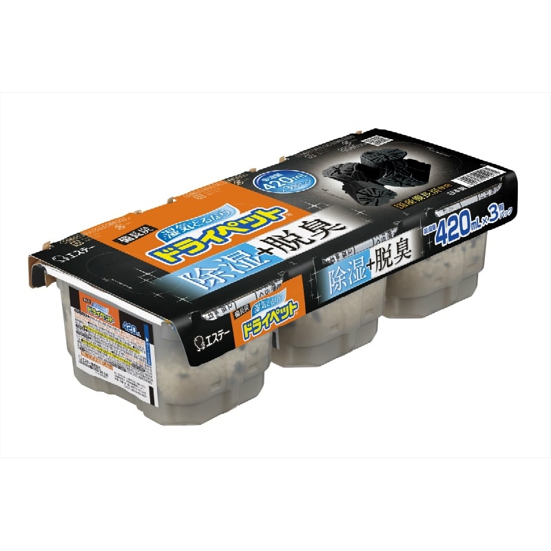 エステー 備長炭ドライペット 3個入パックT (ご注文単位1パック)【直送品】