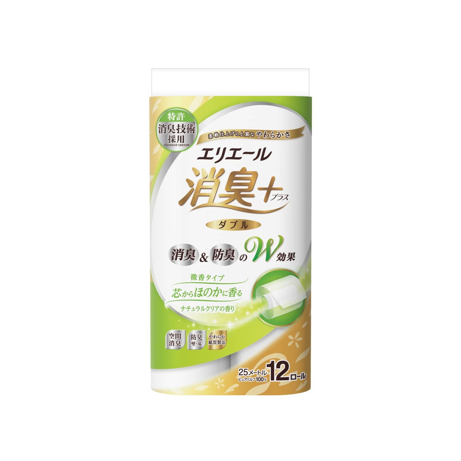 大王製紙　エリエール消臭＋トイレットナチュラルクリア12ダブル （ご注文単位6個）【直送品】