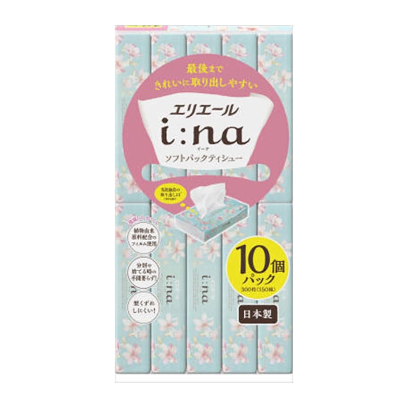 大王製紙 エリエール イーナ ティシュー ソフトパック 150組×10個 1パック(ご注文単位1パック)【直送品】