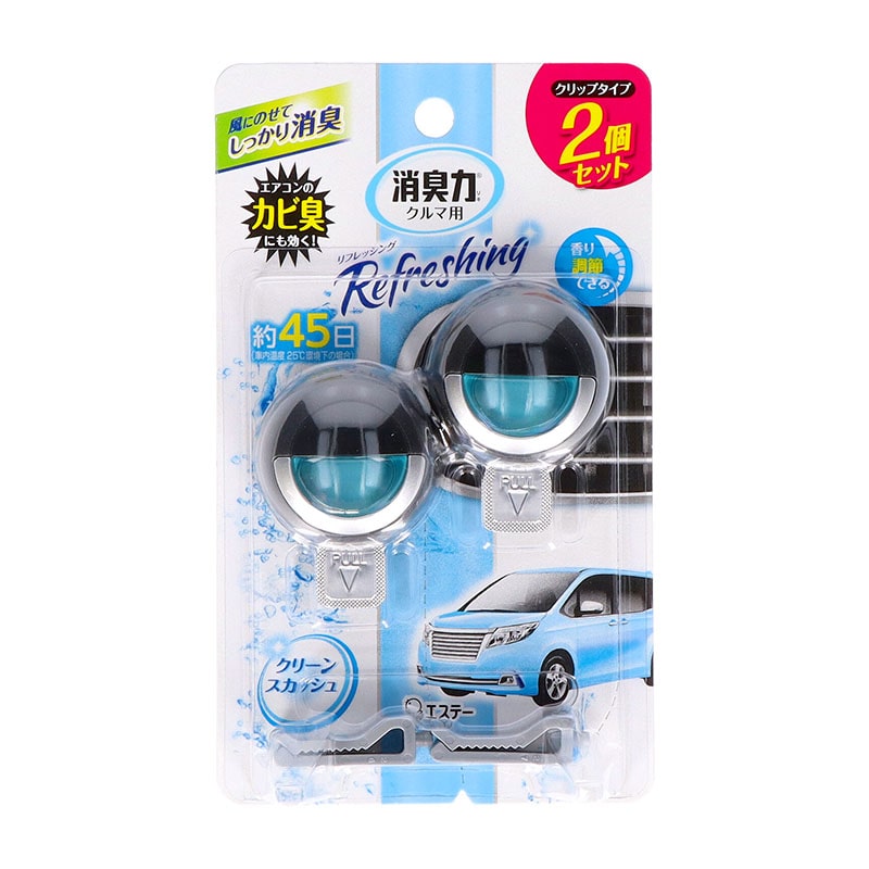 エステー クルマの消臭力 クリップタイプ クリーンスカッシュ 2個セット 6ml 1個(ご注文単位1個)【直送品】