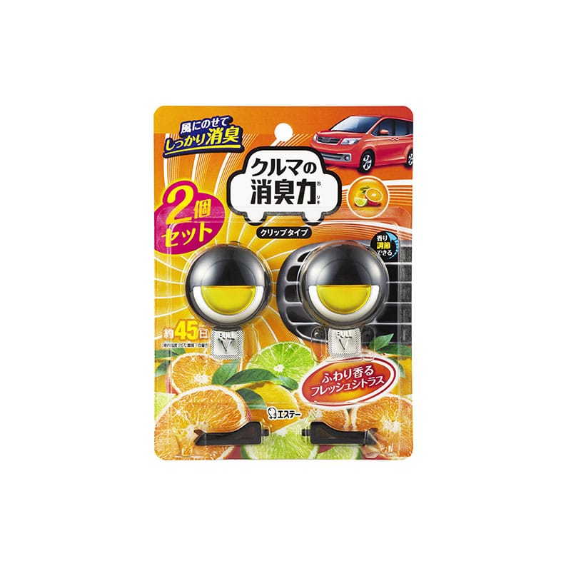 エステー クルマの消臭力 クリップタイプ 消臭芳香剤 車用 シトラスの香り 2個/箱(ご注文単位1箱)【直送品】