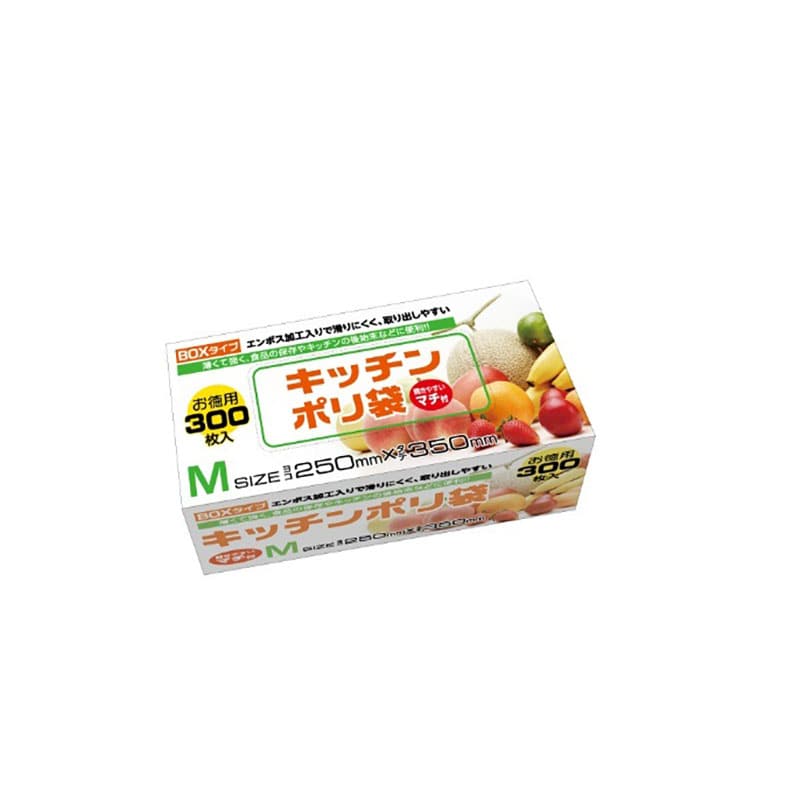 ハウスホールドジャパン キッチンポリ袋 BOX 300枚/個（ご注文単位1個）【直送品】