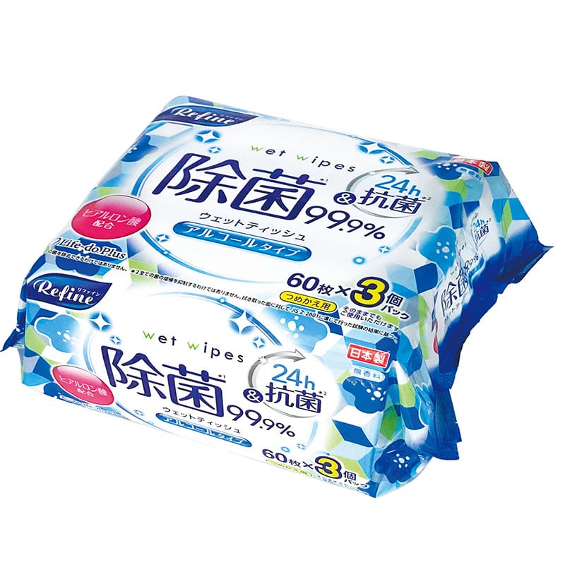 ライフ堂 リファインアルコール 60枚×3個/袋（ご注文単位1袋）【直送品】