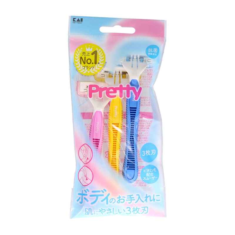 貝印 GA0007 Pretty プリティーボディT3枚刃 3本/個（ご注文単位1個）【直送品】