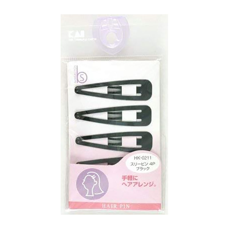 貝印 HK0211 スリーピン 黒 4個 1袋（ご注文単位1袋）【直送品】