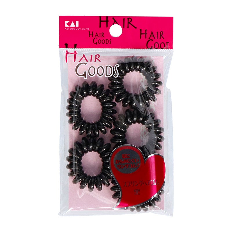 貝印 HA3050 H/G スプリングヘアゴム 黒 5本/個（ご注文単位1個）【直送品】