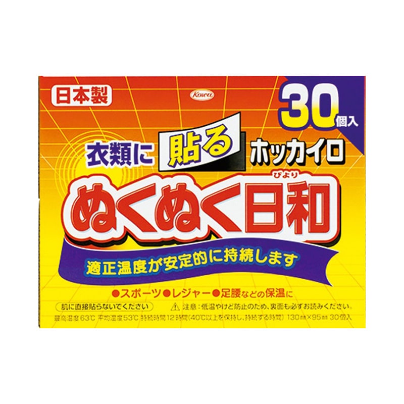 興和 ホッカイロ ぬくぬく日和 貼るレギュラー 30個/袋（ご注文単位1袋）【直送品】
