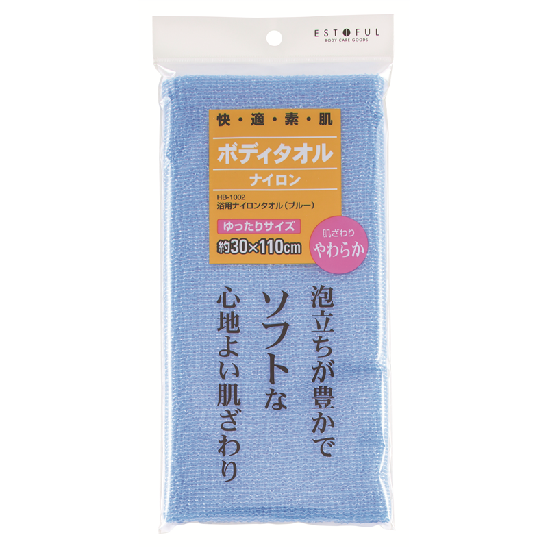 貝印 HB1002 EF.浴用タオル やわらかめ ブルー 1個（ご注文単位12個）【直送品】